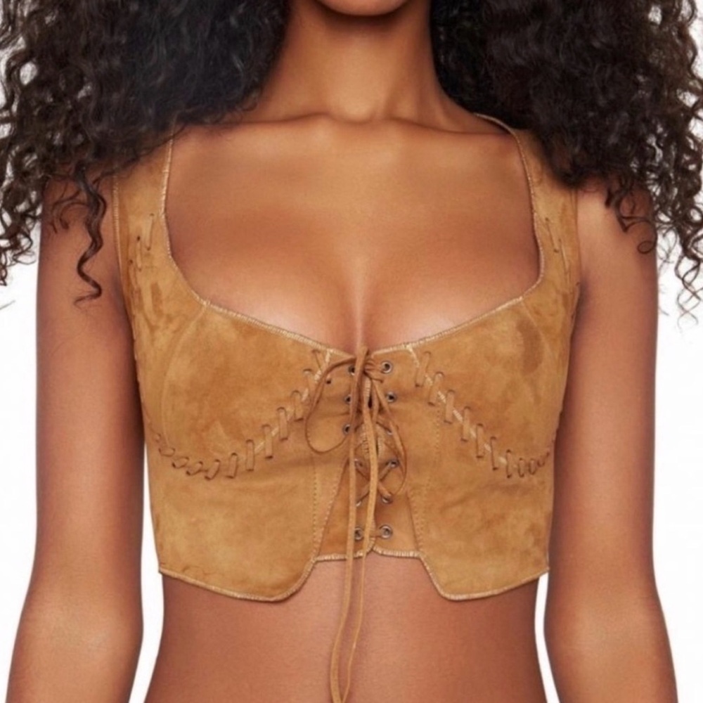 danielle guizio suede corset vest top, size samll